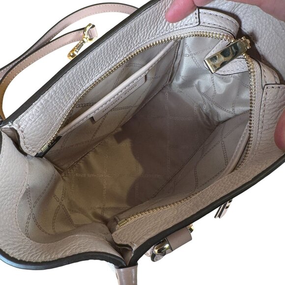 MICHAEL Michael Kors Kris Small Pebbled Leather Satchel Pink & Ivory in EUC! - Picture 11 of 13